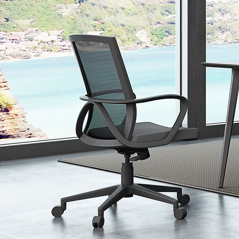 The aluminium base, frame and breathable mesh back of the chair