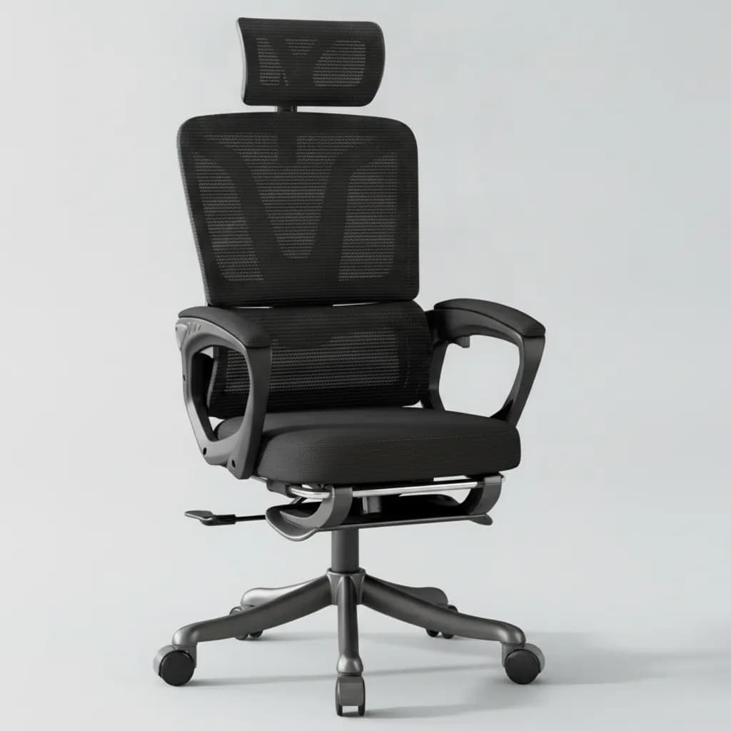 Relaxing comfortably in an ergonomic chair with lumbar support