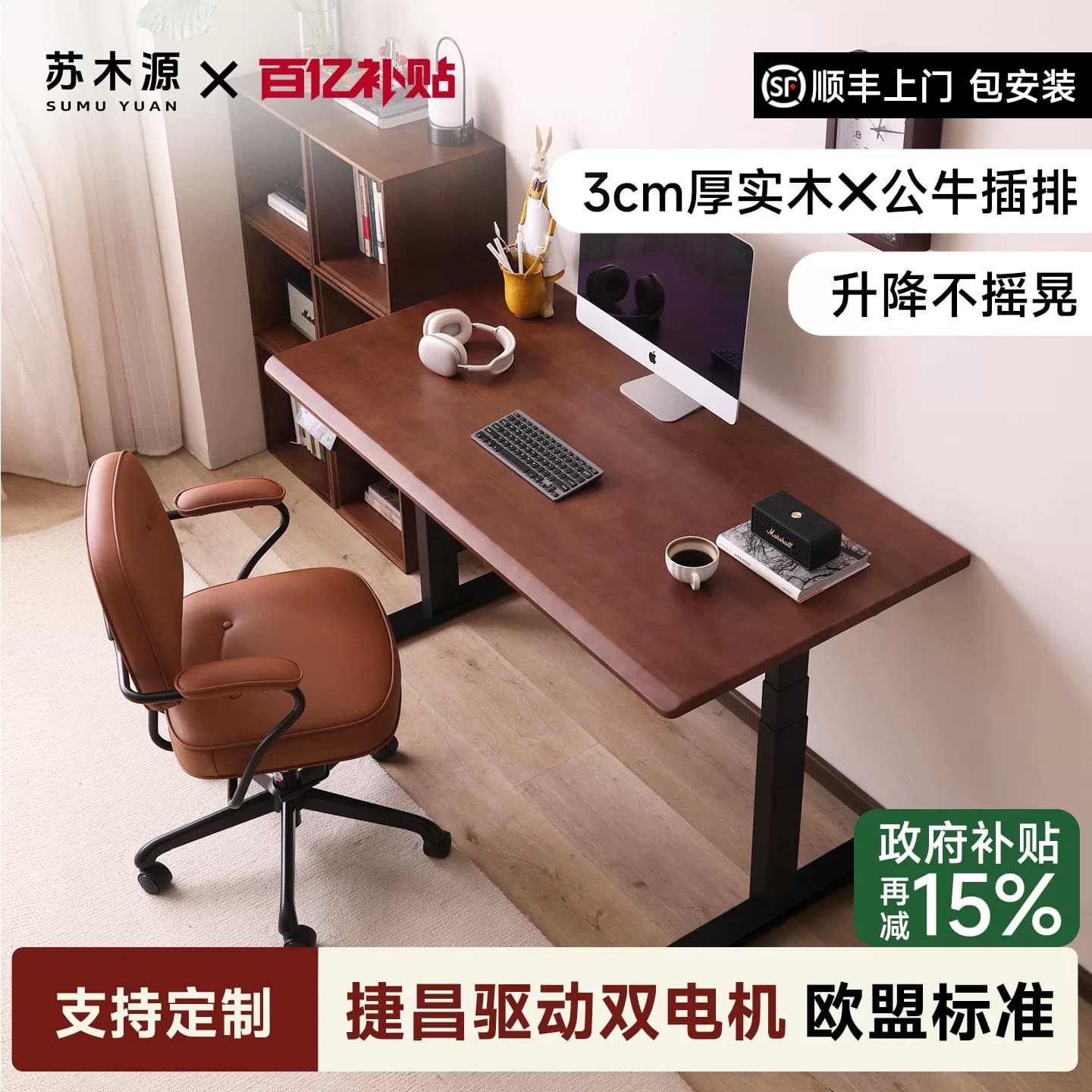 Solid Wood Electric Standing Desk