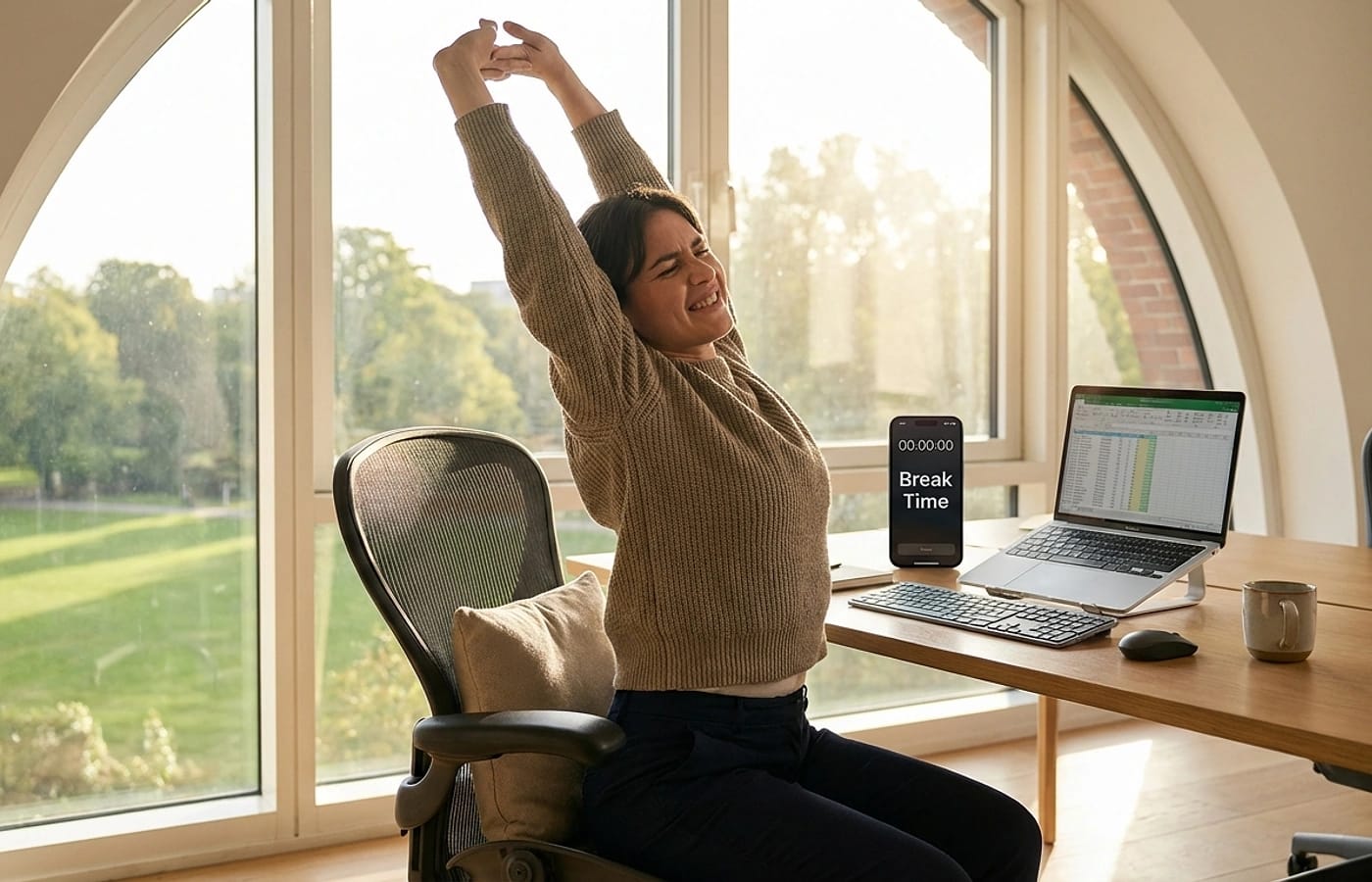 Taking a short movement break away from the desk