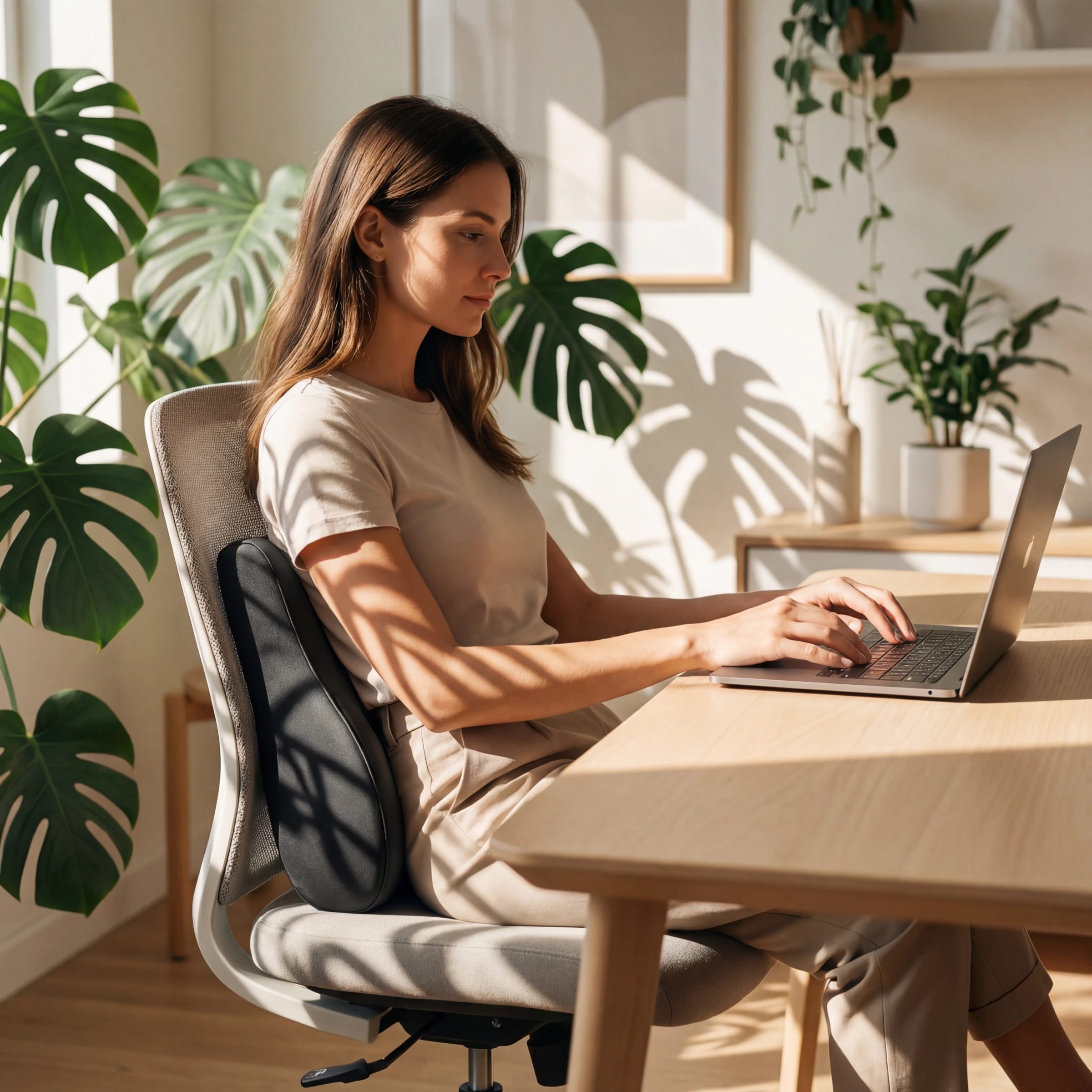 ERGOLA lumbar pillow in a home office setting