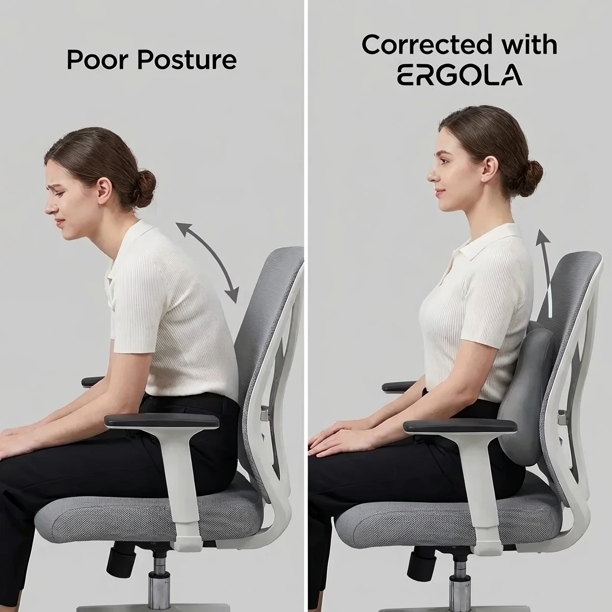 Posture before and after proper lumbar support