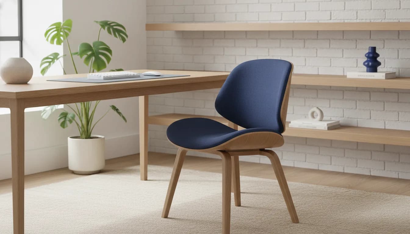 Person sitting upright on an office chair with an ERGOLA memory foam seat cushion easing pressure on the lower body